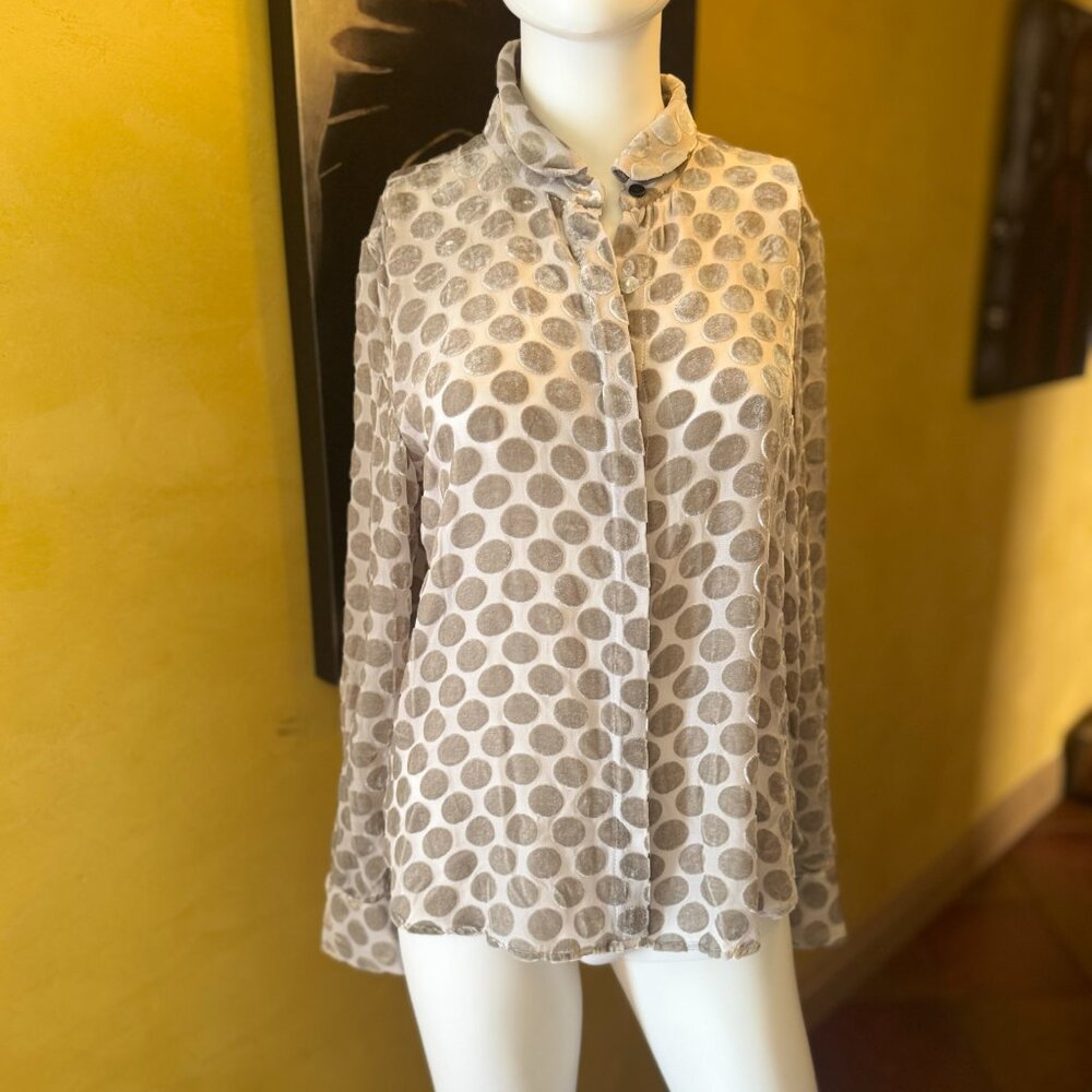 Creatures of Comfort Sheer Polka Dot Velvet Burnout Blouse – Size S